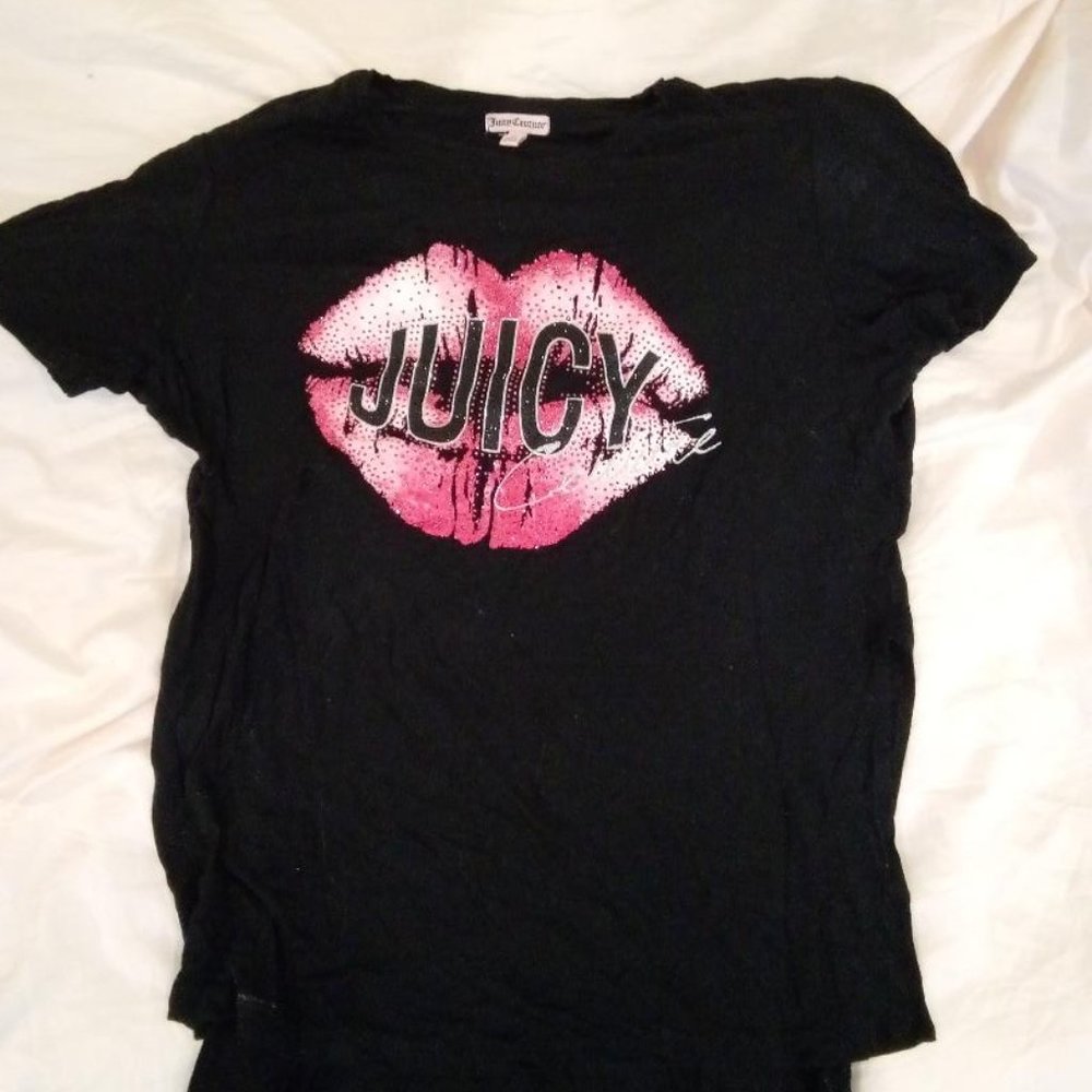 Juicy Couture Black Sparkly T shirt M
